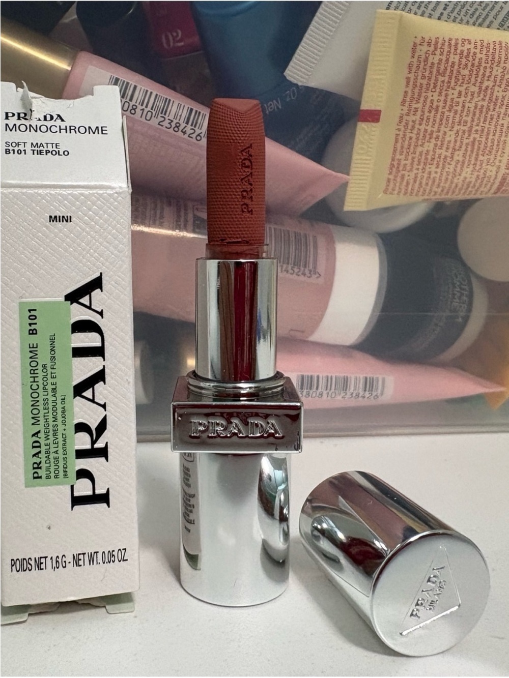 Prada Monochrome Soft Matte Lipstick - Warm Terracotta